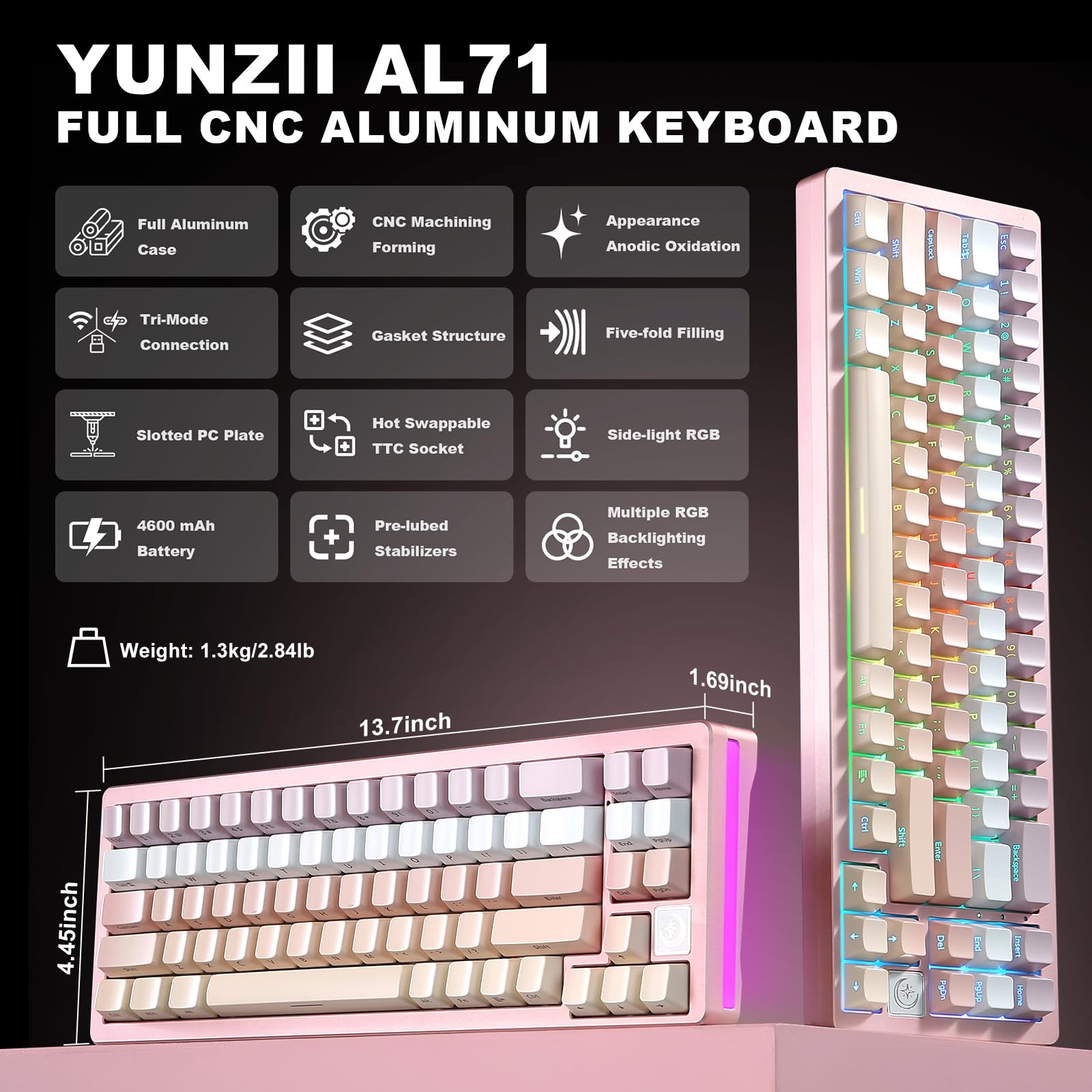 【STRONG】006 THERMAL (WHITE) Amazon.com: YUNZII AL71 75% Mechanical Keyboard,Full